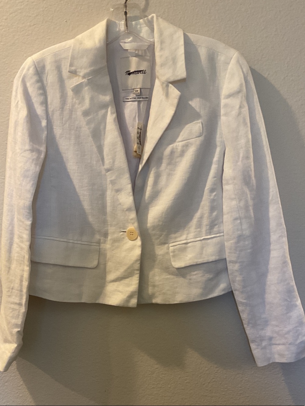 Madewell White Single-Button Linen Blazer